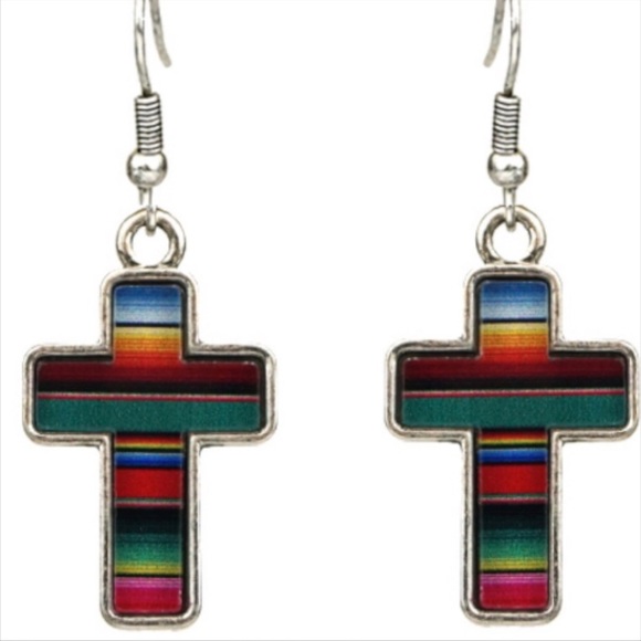 Serape Cross Earrings - Picture 1 of 2